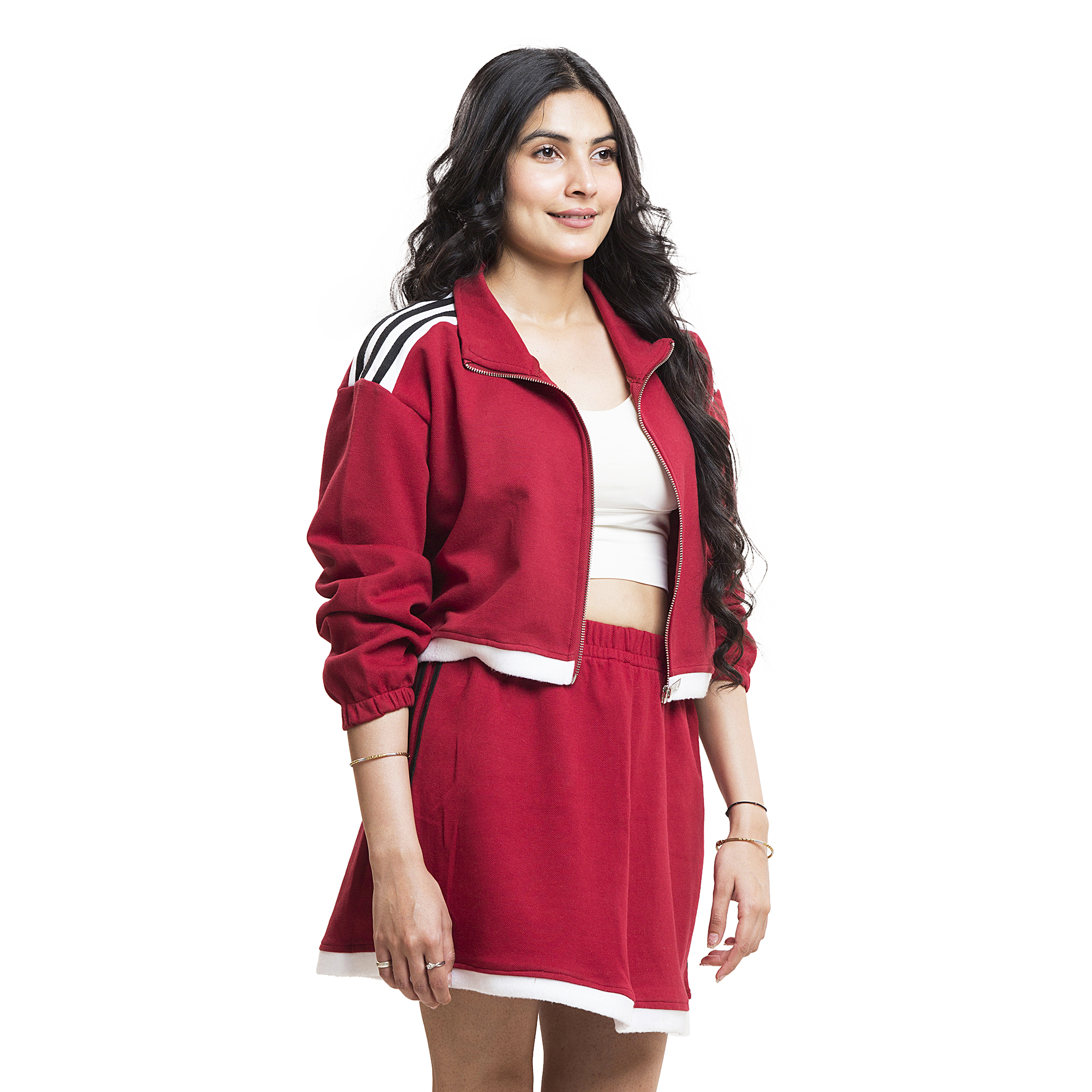 Women’s Stylish Sportswear Co-Ord Set | Zip-Up Jacket & Skirt Set for Women | Casual Wear, Gym Wear & Lounge Wear | Trendy Athletic Outfit for Girls