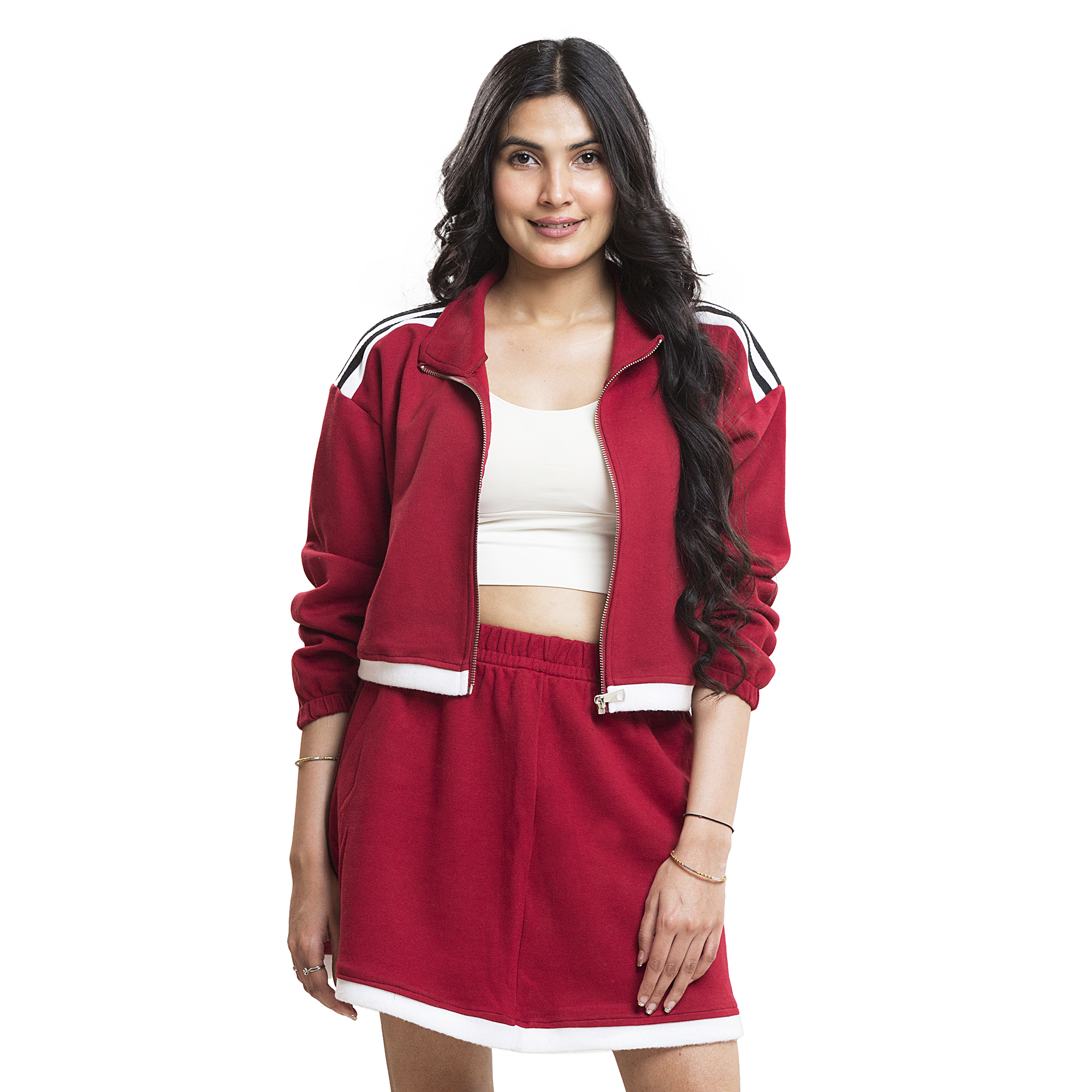 Women’s Stylish Sportswear Co-Ord Set | Zip-Up Jacket & Skirt Set for Women | Casual Wear, Gym Wear & Lounge Wear | Trendy Athletic Outfit for Girls