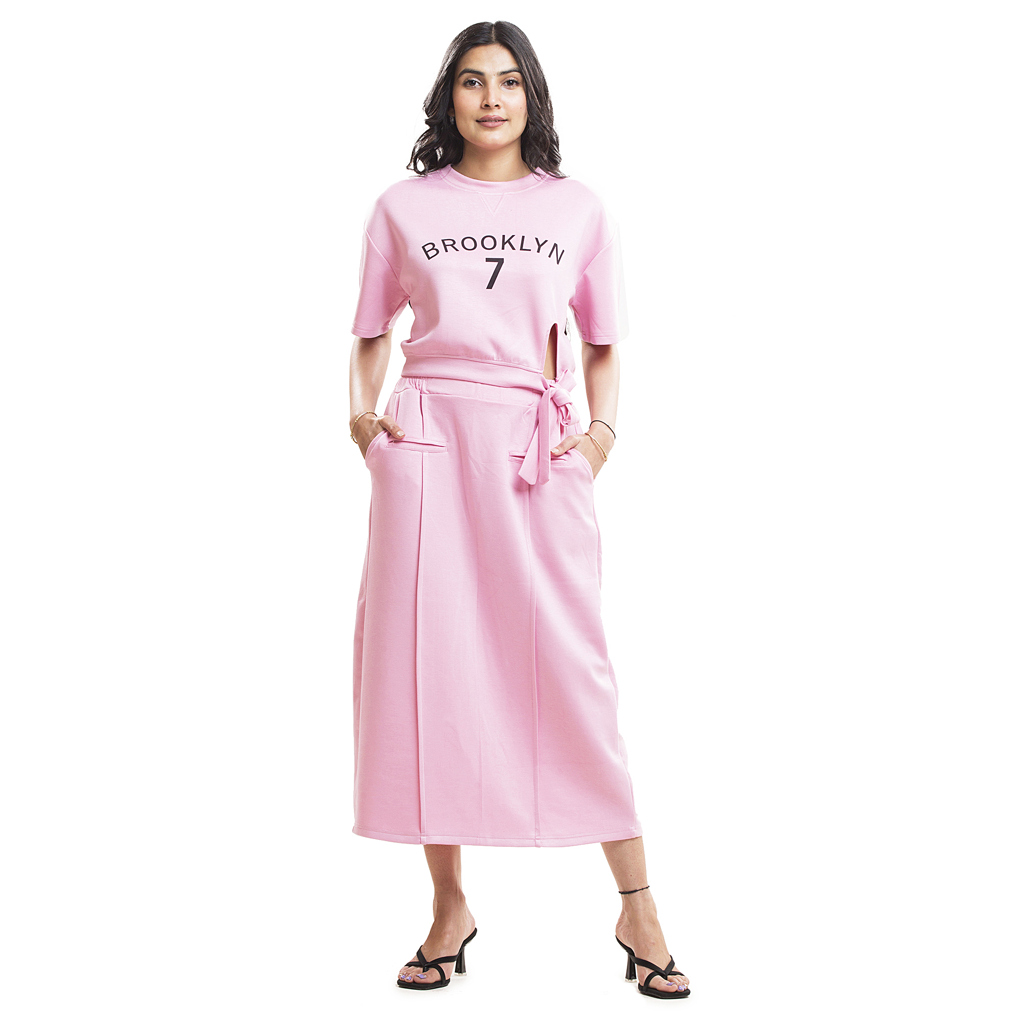 Women Co-Ord Set | Printed Crop Top & Midi Skirt Set for Women | Casual Wear, Lounge Wear & Summer Outfit | Stylish Two Piece Outfit for Girls