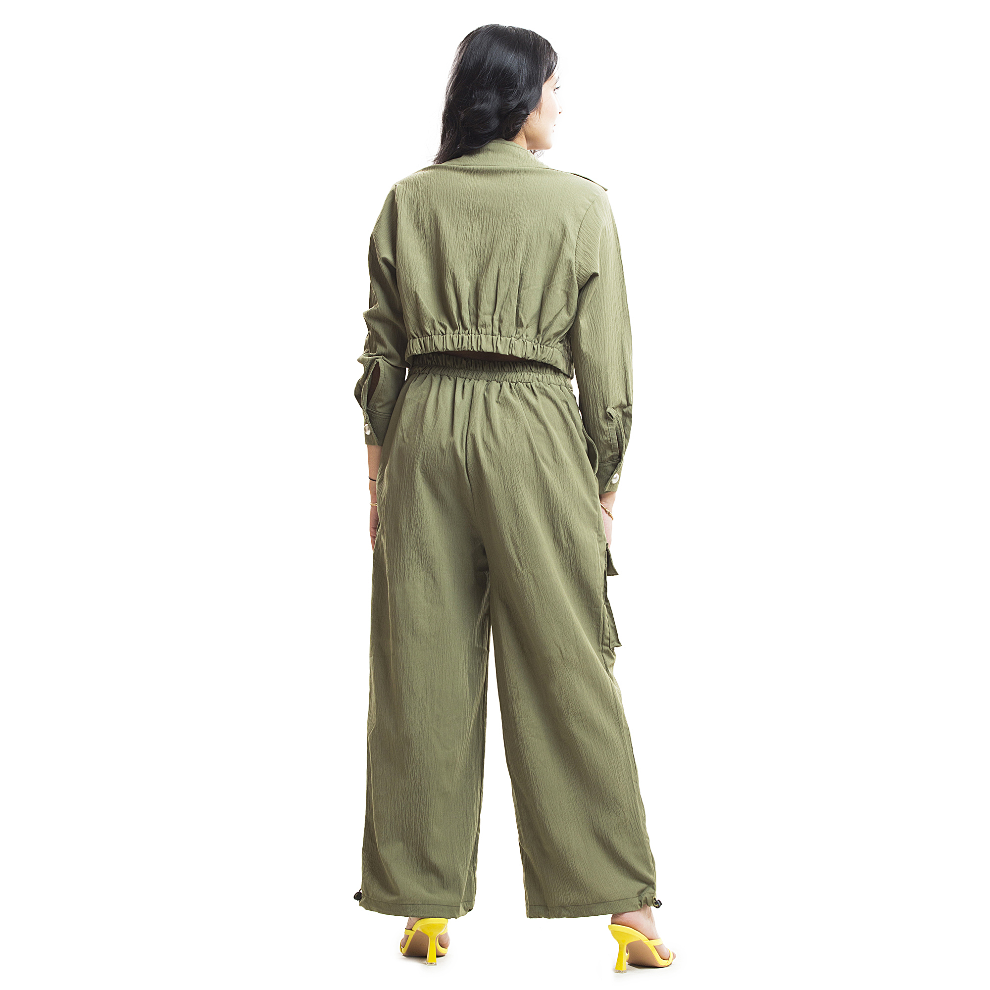 Women Cargo Co-Ord Set | Crop Jacket & High Waist Cargo Pants Set for Women | Casual Wear, Travel Outfit & Streetwear | Trendy Two Piece Outfit for Girls
