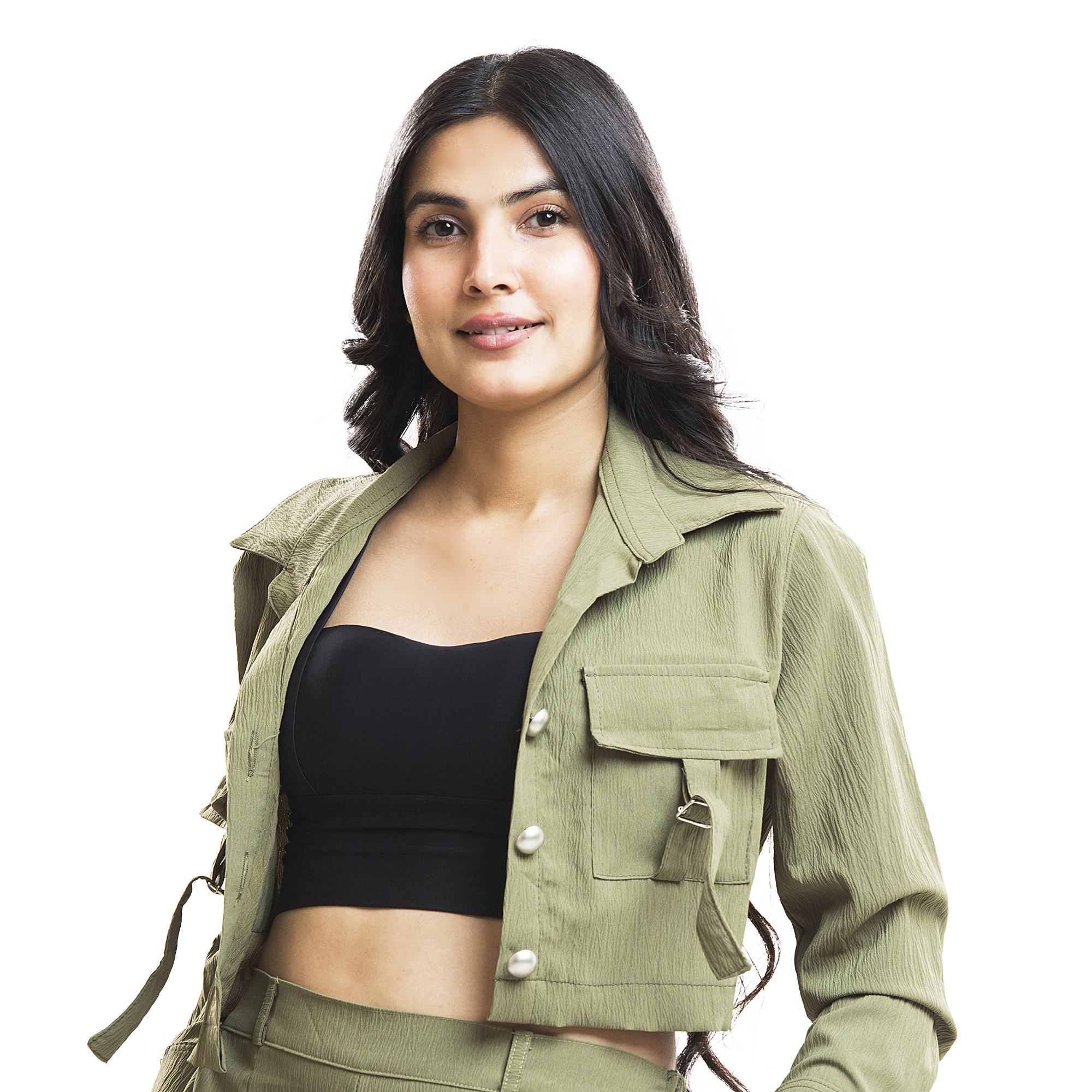 Women Cargo Co-Ord Set | Crop Jacket & High Waist Cargo Pants Set for Women | Casual Wear, Travel Outfit & Streetwear | Trendy Two Piece Outfit for Girls